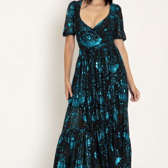 SACRED MOON TEAL WRAP MIDAXI DRESS - NWT -Sold out - Picture 5 of 8